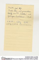 Etiketten zu Korund (Saphir) (NHMW-MIN-Ay598)